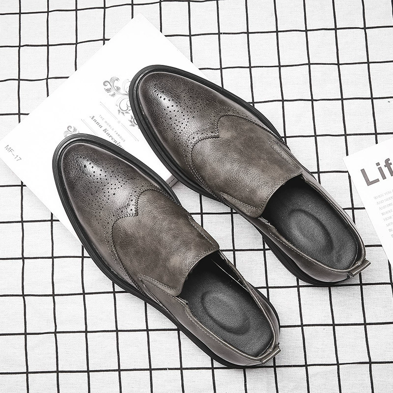 Весенняя Мужская обувь с резным вырезом в британском стиле ретро, повседневная кожаная обувь, универсальная мужская деловая модельная обувь в Корейском стиле
