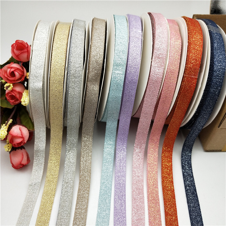 Gold and silver silk wrapping strip webbing multi-specification Korean version of gold and silver silk color silk herringbone belt flower knot accessories