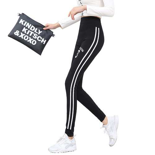 Spring and Autumn Modal Print Leggings Slim Fit Plus Size Sports Nine-Piece Pants Yiwu Leggings Women's Outerwear Striped