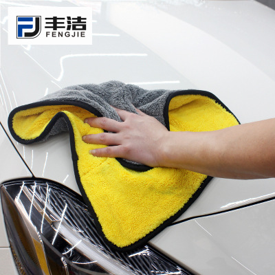 包邊加厚吸水雙面雙色珊瑚絨擦車巾清潔巾 車毛巾超細纖維跨境