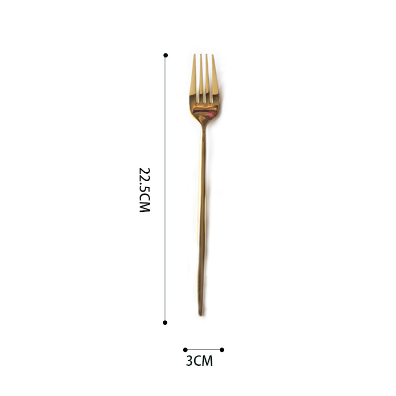 Cuchillo de carne occidental portugués, tenedor y cuchara de tres piezas conjunto 304 traje de acero inoxidable vajilla conjunto completo cuchara de oro