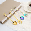 J 304 stainless steel spoon ice cream spoon/dessert fork novel gold -plated self -power more spoon fork cake shovel/fork