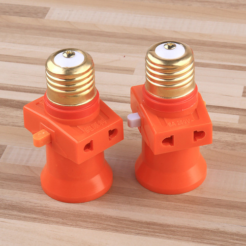 Manufacturer wholesale orange bakelite pure copper double split fire e27 lamp holder with two jack switch conversion screw lamp holder