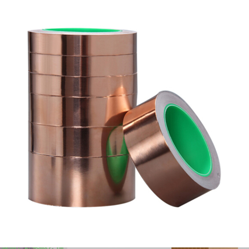 Cinta de lámina de cobre conductora transfronteriza, autoadhesiva, blindaje resistente a altas temperaturas, cinta de lámina de cobre de alta viscosidad sin costuras de una cara y doble cara
