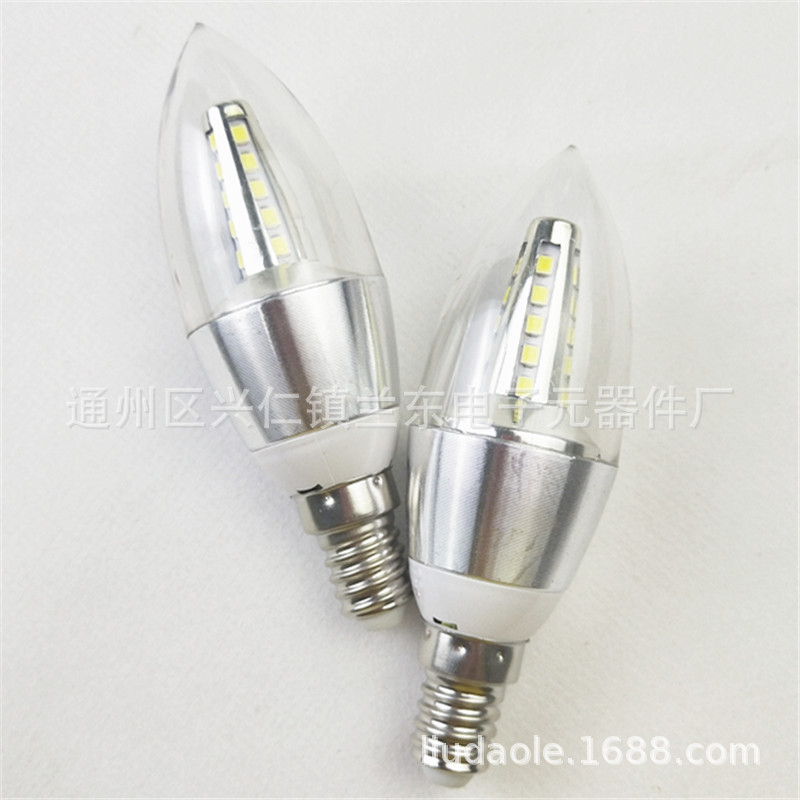LED bulb, 220V 5W screw base, E14 pointed bulb, interior decorative bulb, crystal bulb.