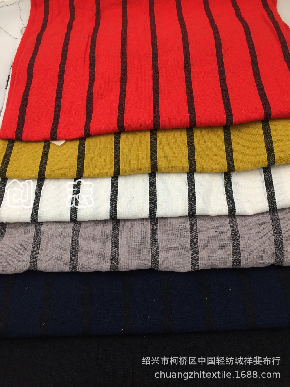 涤棉色织竖条纹色织提花条子衬衫面料先染布绍兴织布厂轻纺城梭织
