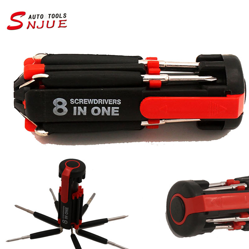 Destornillador multifuncional ocho en uno luz LED herramienta de regalo portátil herramienta de hardware de emergencia coche hogar de doble uso
