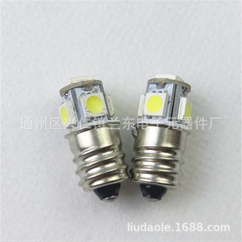 LED indicator light, 5 LED beads, DC bulb, 12V/24V, threaded E12, push-button bulb.