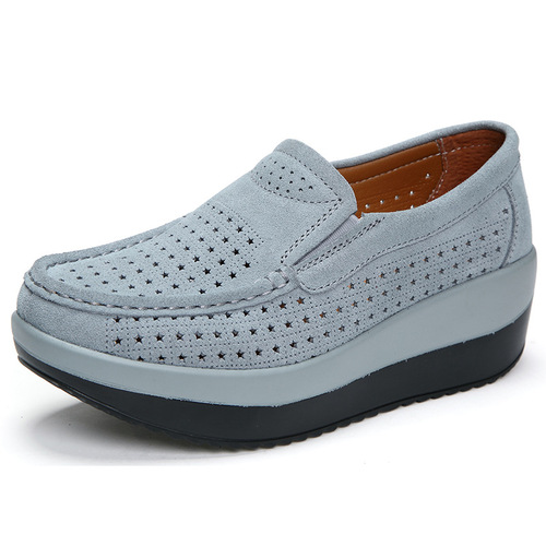 Women's Korean-style soft-soled tassel flat shoes, spring/summer collection—chunky wedge design, ideal for moms, with a chic hollowed-out detail.