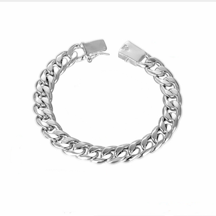 Joias de prata elegantes e requintadas, pulseira de fivela lateral personalizada de alta qualidade para homens_voghion.com