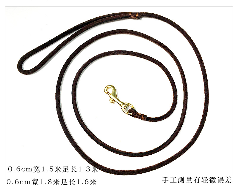 DEMU tracción de cuero mascota primera capa de vaca cuerda de tracción correa de perro suave Cadena de perro de cuero puro primera capa cuerda de perro de cuero en stock