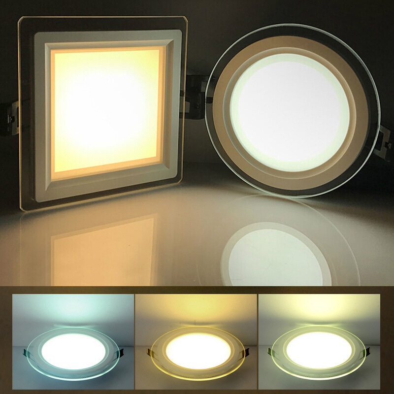 Led筒灯面板灯平板灯6 9 12 18可变光三色圆形面板超薄玻璃厨卫灯