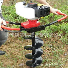 小型汽油种树挖坑机 便携式四冲程地钻多少钱图片挖坑机钻坑机价