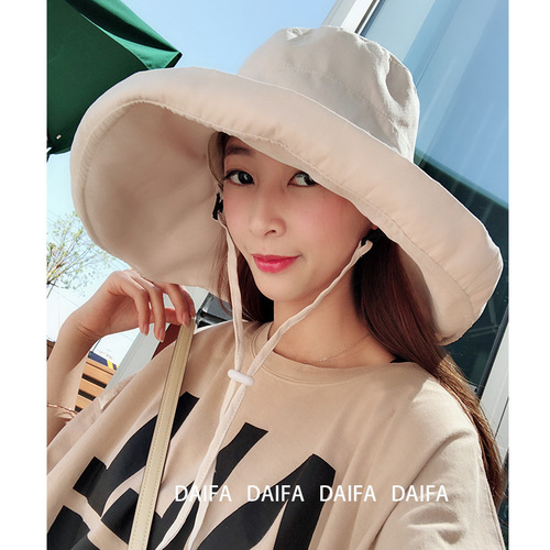 Japanese face-covering travel sun hat large brim solid color hat women's summer Korean style versatile sun hat sun protection fisherman hat