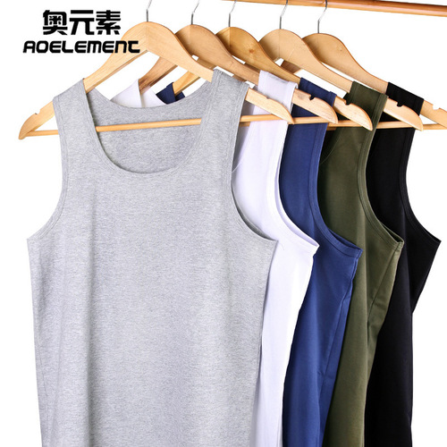 Men's Cotton Sports Tank Top Summer Youth Breathable Running Men Fitted Style Fitness Sleeveless Base Layer White Sweatshirt Trendy