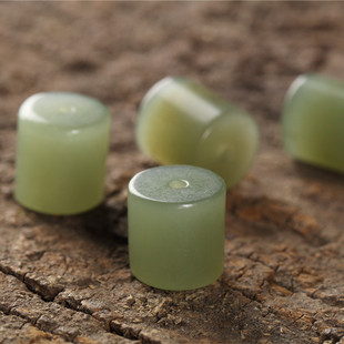 Spot wholesale Xinjiang Hetian Jade Blue White Jade barrel Jade DIY accessories beads bracelet Cylindrical pendant
