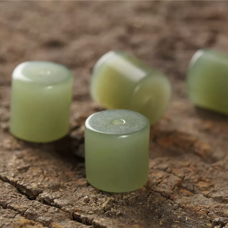 厂家直销新疆和田玉青白玉桶配件 玉石DIY配饰佛珠手链圆柱吊坠