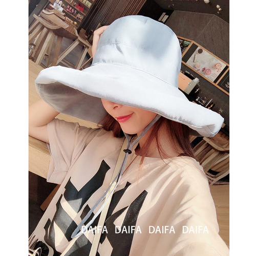 Japanese face-covering travel sun hat large brim solid color hat women's summer Korean style versatile sun hat sun protection fisherman hat