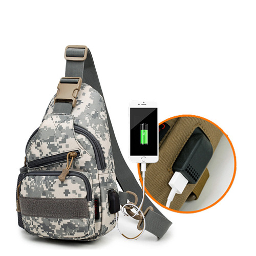 New tactical backpack shoulder bag USB cable chest bag water bottle holder chest bag iPad crossbody bag outdoor crossbody bag