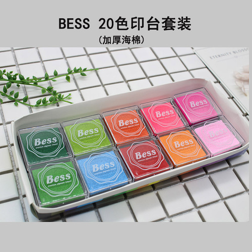 4*4cm BESS finger painting color ink pad rubber cute children teacher seal stamp pad 20 colors set