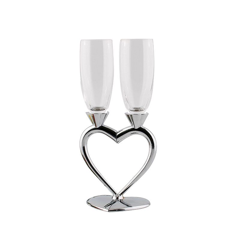 Corazón en forma de cristal Champagne traje pares de regalo de boda fiesta Copa cristal bar suministros Copa