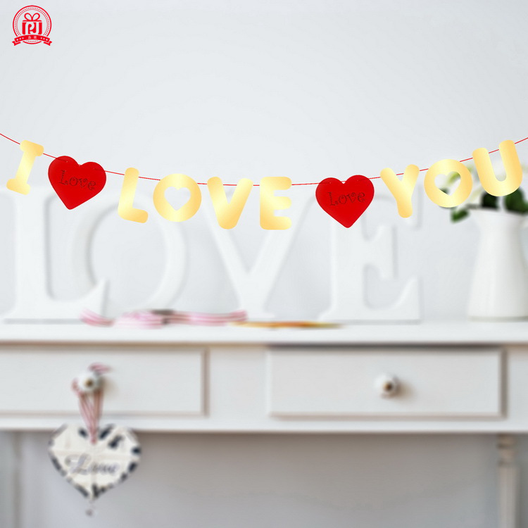 Romántico qixi día de San Valentín papel pull bandera tire flor centro comercial Hotel diseño Festival decoración suministros banner al por mayor