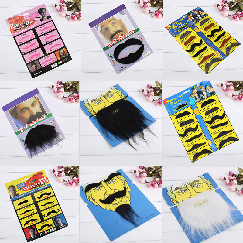 Accesorios de barba falsa de Halloween, suministros para fiestas, disfraces, simulación, barba falsa negra, barba de ocho caracteres