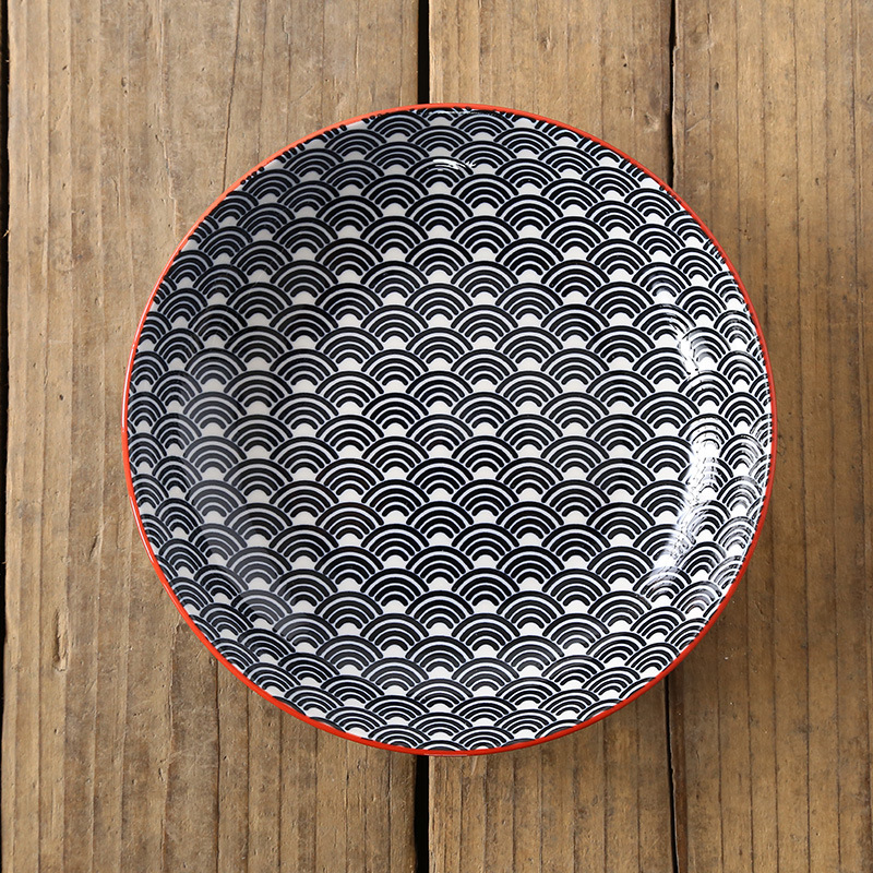 8 인치 쌀 접시-다크 블루 웨이브