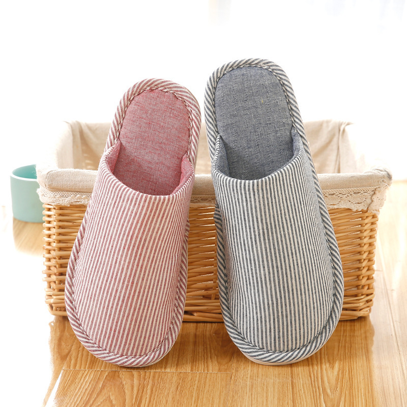 Autumn and Winter Baotou Japanese and Korean Style Home Linen Couple Indoor Floor Moonborn Household Men's and Women's Non-slip Soft Bottom Cotton Slippers