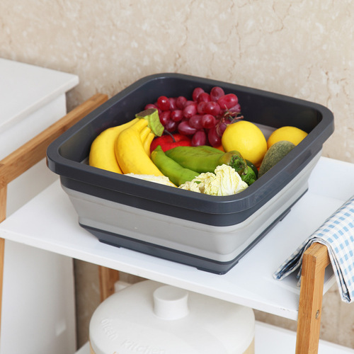 Folding basin retractable home vegetable washing portable thickened car travel outdoor camping washbasin fruit basket