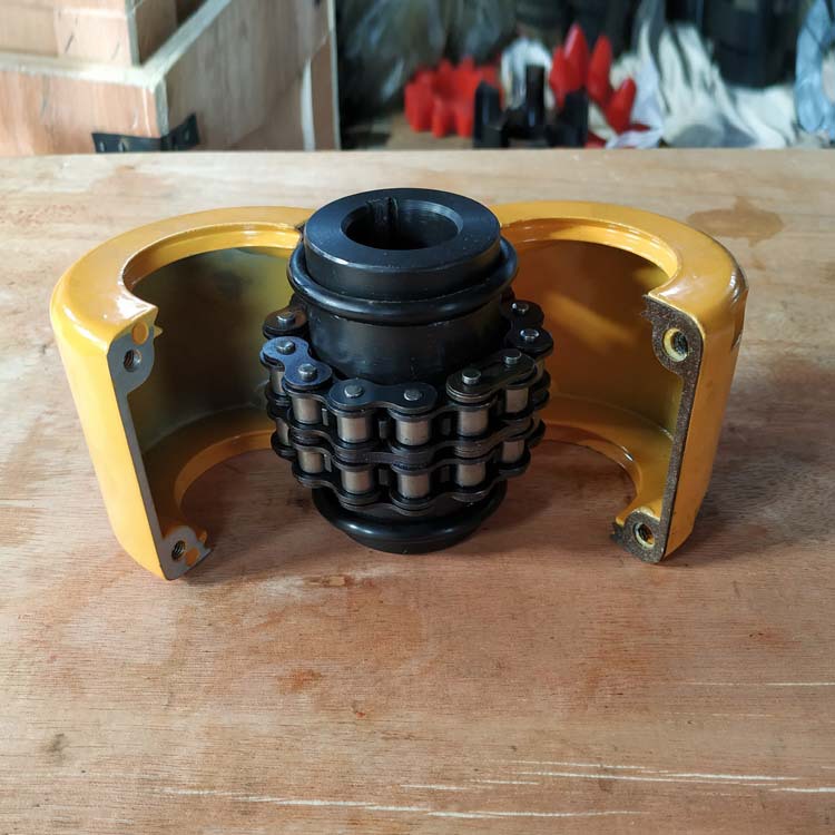 现货45号钢链条连轴器GL/CR带罩壳双排滚子链联轴器防尘高转速