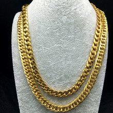 大气时尚男款大扁条光面镀金项链大粗地摊景区热卖男款金项链批发
