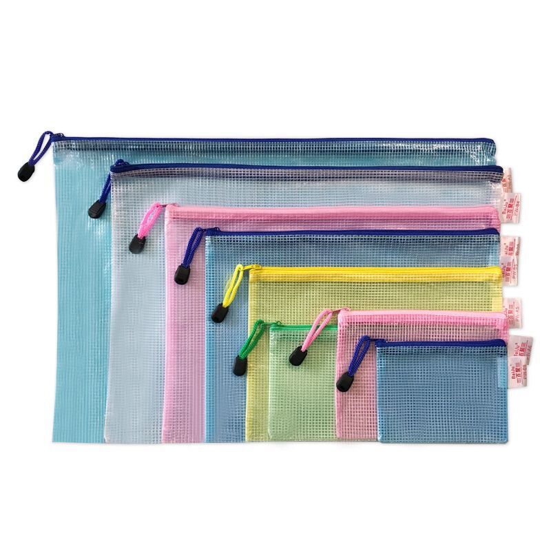 Carpeta de archivos A4 de malla transparente con cremallera, gran capacidad, resistente, ideal para estudiantes y oficina