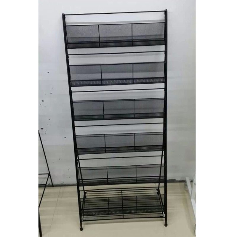 黑色烤漆铁质折叠资料架 展会杂志书架 展示架立式目录架厂家批发