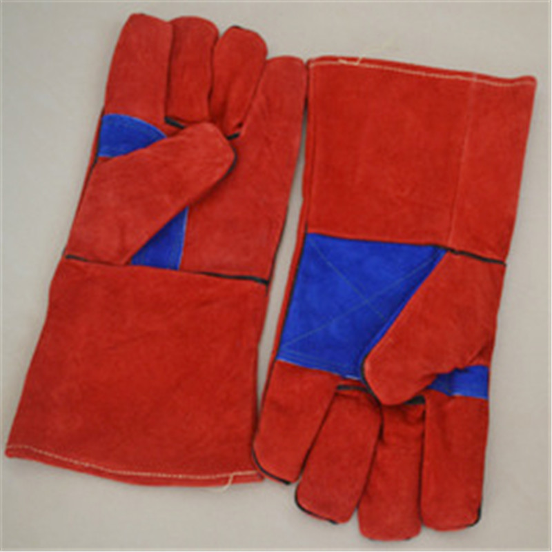 厂家定 制二层牛皮焊接手套护臂护手防烫手套 电焊劳保手套全皮