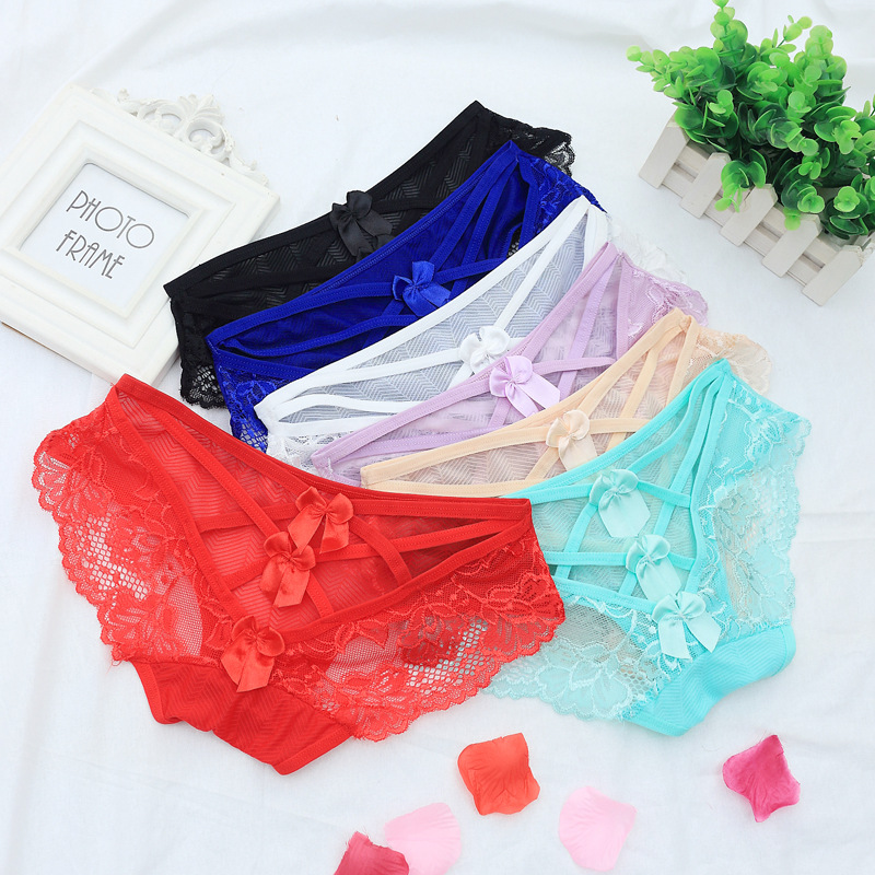 Sexy Lace Women's Underwear Explosions Sexy Hollow Cross with Briefs Girls Temptation Underwear 924