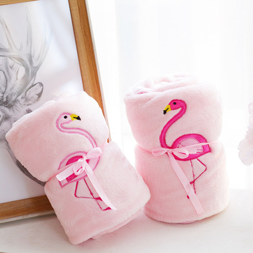 Ins Nordic Style Plush Blanket Flamingo Gift Throw Blanket Double-Sided Fleece Air Conditioner Blanket 520 Valentine's Day Gift
