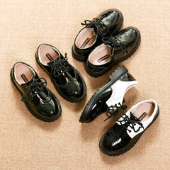 Children's leather shoes for boys, middle and large children, primary school students, small leather shoes, Korean style soft-soled flower girl black performance shoes, one piece drop shipping