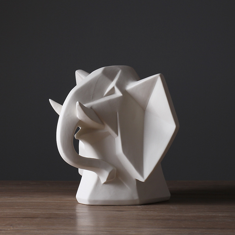 Llano ardiente abstracto Estilo nórdico animal blanco elefante cabeza decoración moderna minimalista Hotel Club decoración del hogar