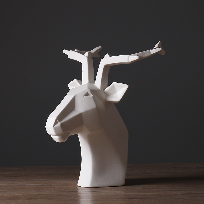 Resumen nórdico animal blanco ciervo cabeza decoración moderno minimalista Hotel suave decoración modelo habitación decoración interior