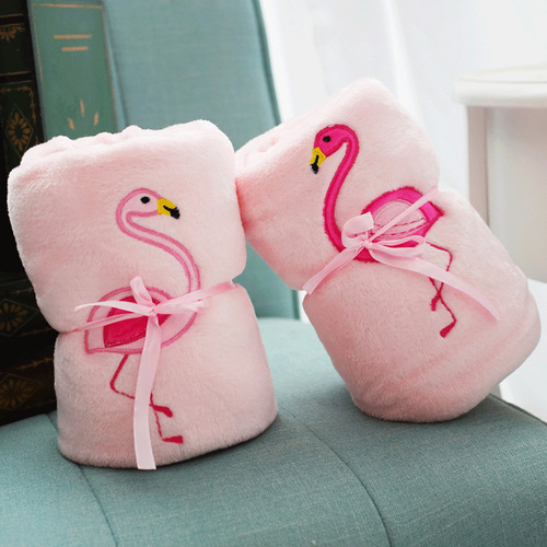 Ins Nordic Style Plush Blanket Flamingo Gift Throw Blanket Double-Sided Fleece Air Conditioner Blanket 520 Valentine's Day Gift