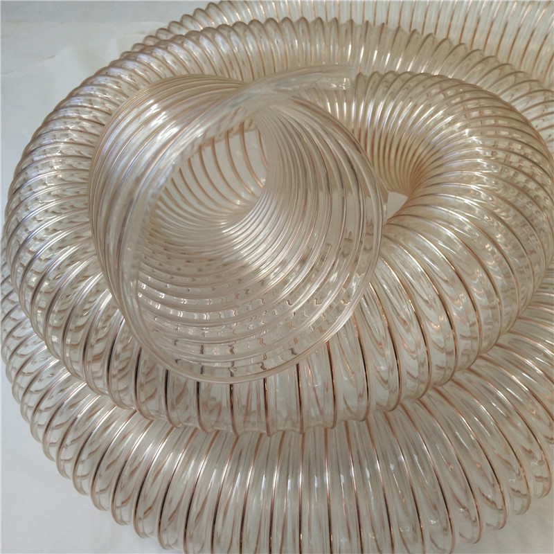 透明耐磨pu钢丝伸缩软管耐高温耐压pu钢丝除尘通风管pu钢丝波纹管