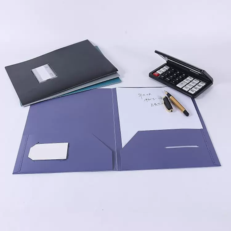 A4文件夹资料夹彩卡插袋纸质文件夹厂家直供牛皮纸办公档案夹