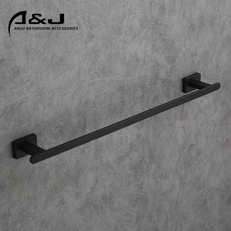 Juego de accesorios de baño, toallero negro, barra para toallas, toallero de barra única, venta al por mayor, diseño sencillo.