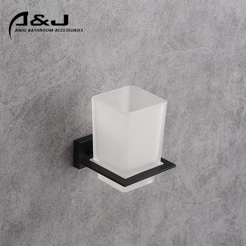 Juego de accesorios de baño, toallero negro, barra para toallas, toallero de barra única, venta al por mayor, diseño sencillo.