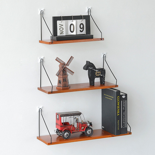 Wholesale Nordic wooden wall storage rack solid wood partition home living room entrance wall bedroom storage rack wall hanging