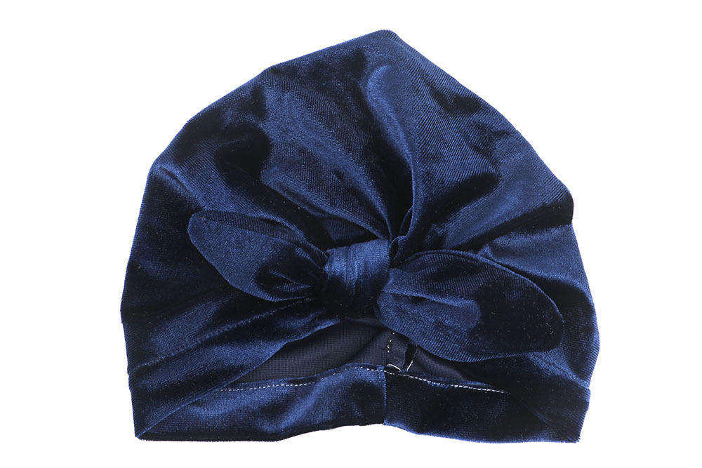 네이비-황금 벨벳 토끼 귀 모자