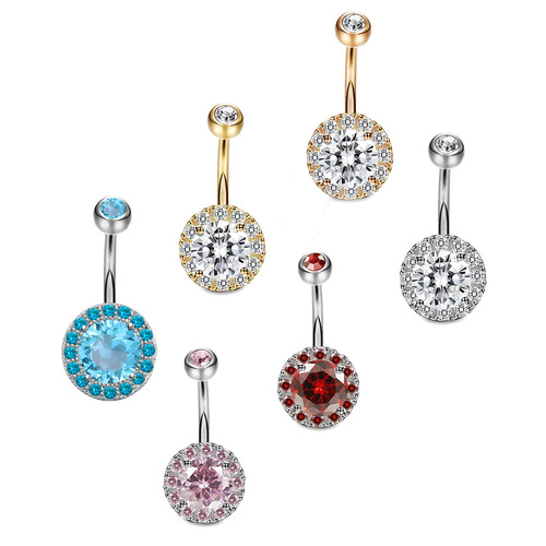 New high quality factory direct sales disc zircon belly button button Amazon hot selling belly button nail wholesale