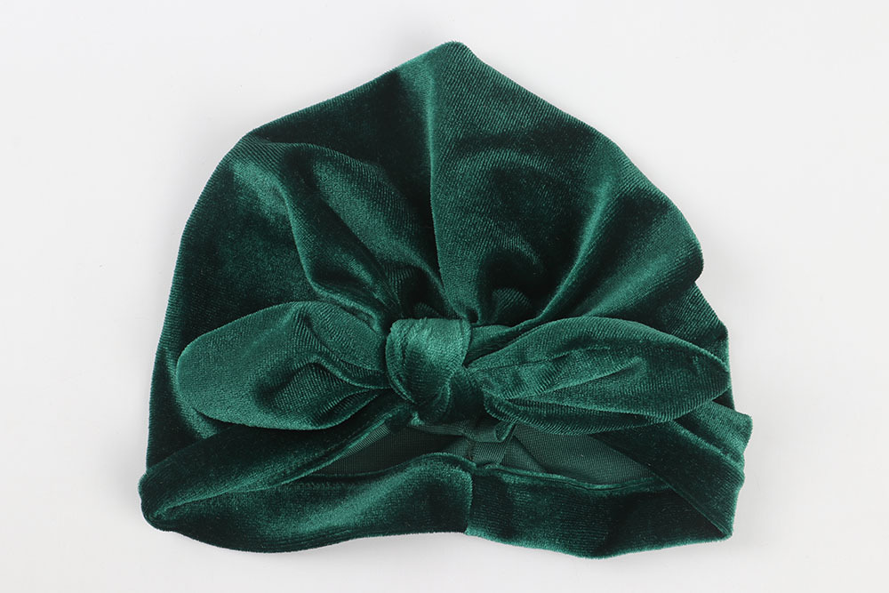 다크 그린-황금 벨벳 토끼 귀 모자