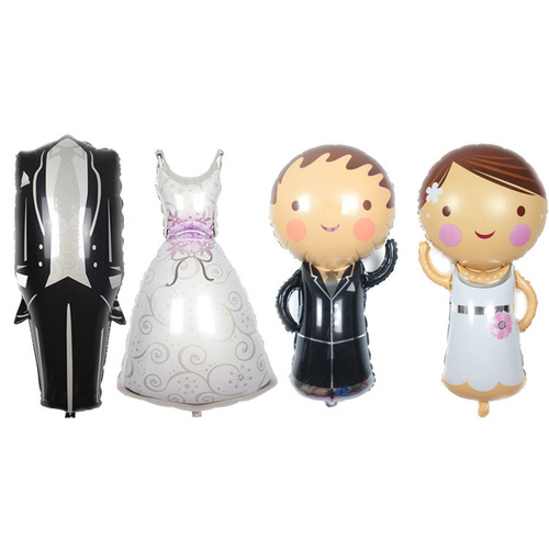 Large and small wedding room wedding decoration groom and bride balloons Valentine's Day wedding dress aluminum film balloons